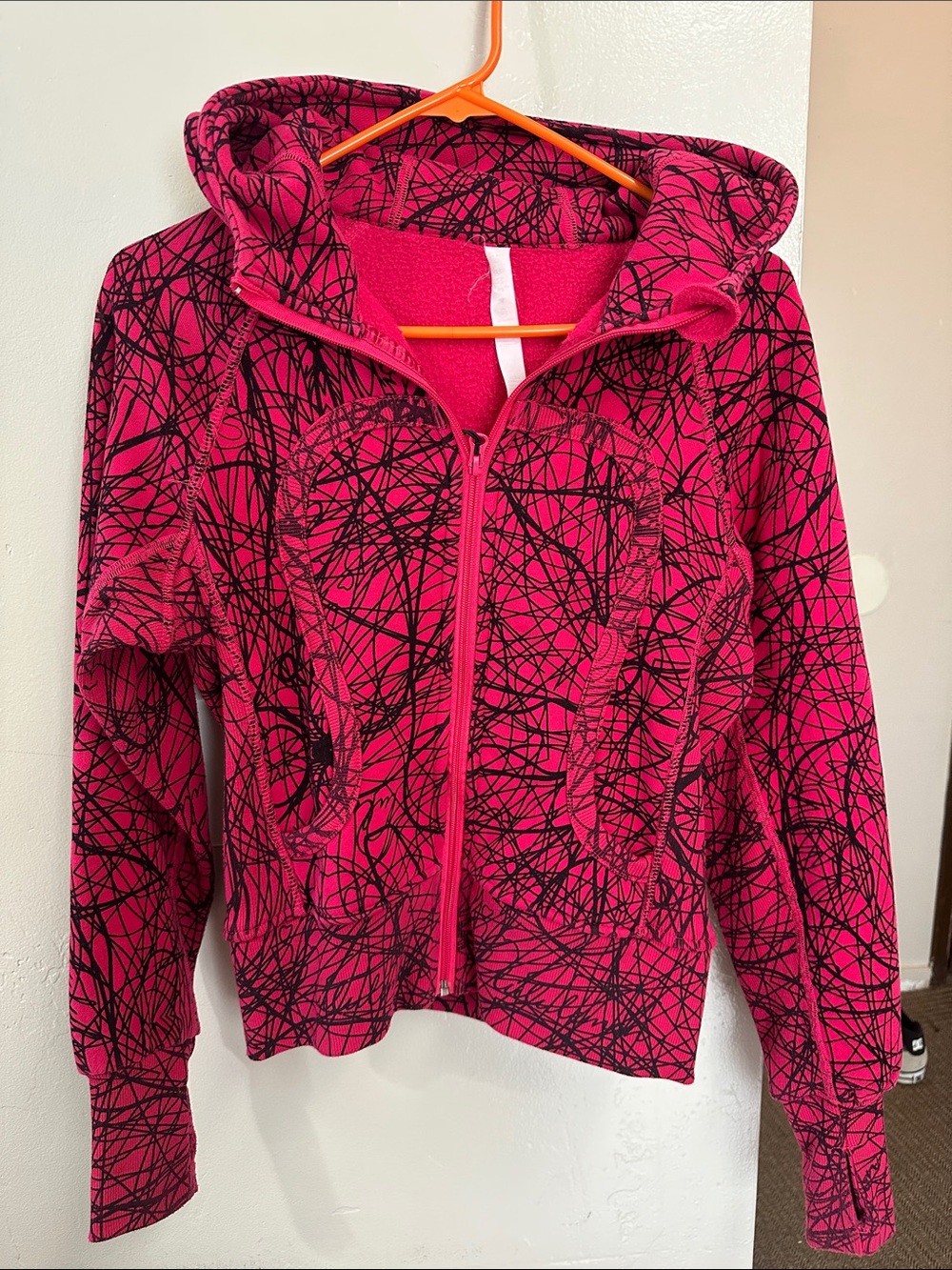 lululemon athletica Pink Hoodie with Black Scribble Print